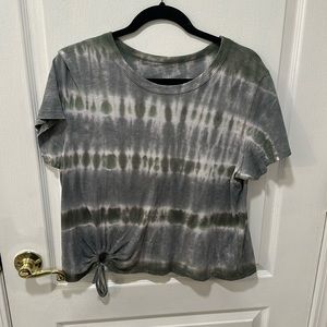 Aerie Green & White Tie Dye Top